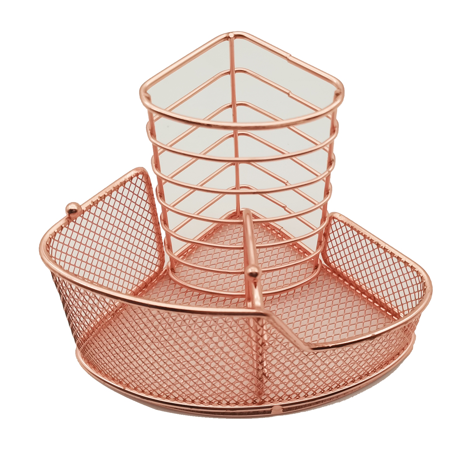 Wholesale rose gold multifunction metal mesh office desk organizer office pen holder metal cell phone stand office stationery